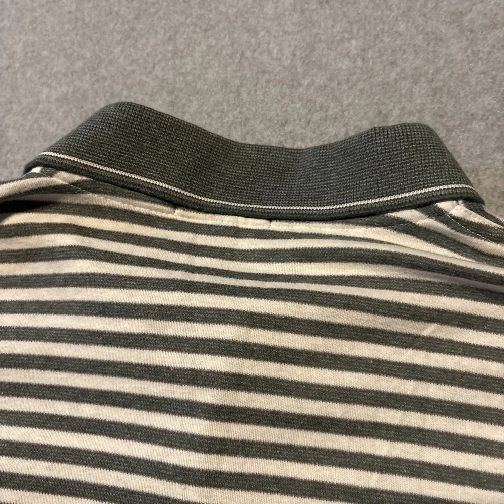 TWINHILL Golf Company Men's XL Gray White Striped Polo‎ Very Good Cond.